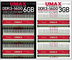 UMAXADDR3-1600 6GB kituCetus TCDDR3-6GB-1600OCvA3GB kituCetus TCDDR3-3GB-1600OCv
