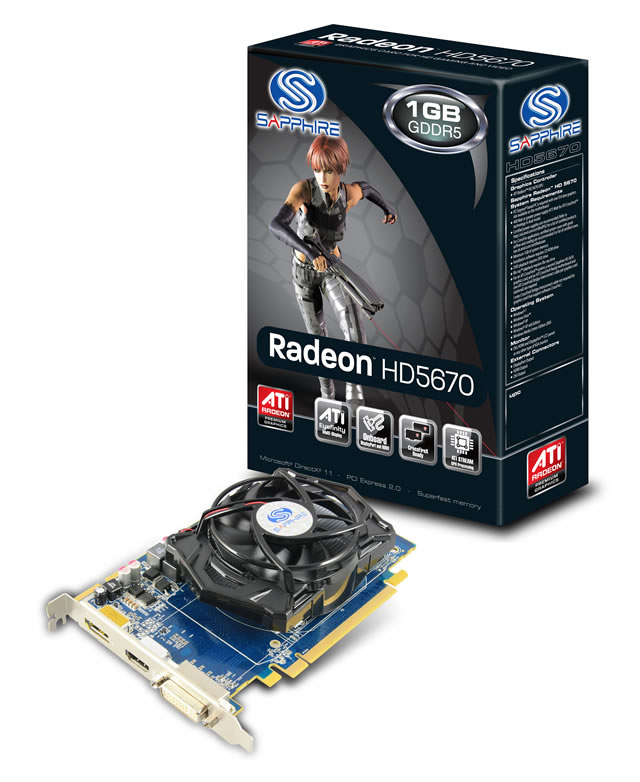 SAPPHIRE HD 5670 1G GDDR5 PCI-E HDMI/DVI-I/DP