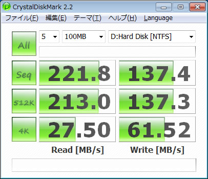 CrystalDiskMark 2.2 【100MB】
