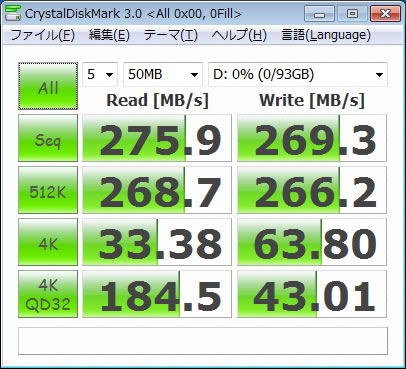 CrystalDiskMark 3.0 【50MB】