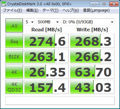 CrystalDiskMark 3.0 【500MB】