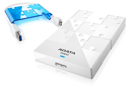 パズル調のスタイリッシュデザイン採用USB3.0モバイルHDD、ADATA「DashDrive HV610」シリーズ