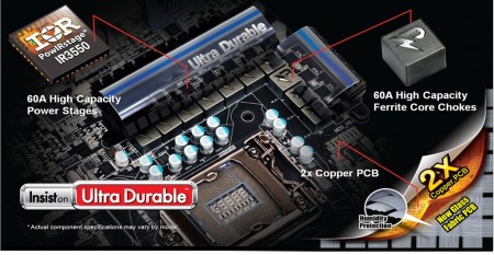 「Ultra Durable 4」を継承しつつ「IR3550 PowIRstage」と大容量フェライトチョークを採用した「Ultra Durable 5」