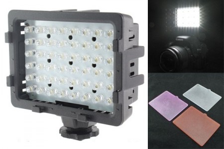 48個のLEDで被写体を照らすデジタル一眼用LEDライト、上海問屋より発売開始