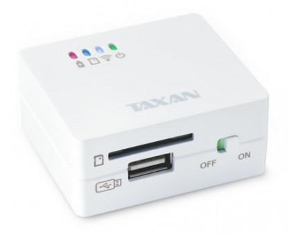 スマホにつながる小型ワイヤレスカードリーダー＆ルーター、加賀ハイテック「MeoBankSD」