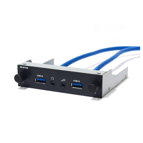 2chファンコン＋USB3.0×2＋音声入出力端子構成の3.5インチベイアクセサリ、サイズ「風ステーション2」