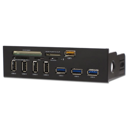 充電専用など3種類のUSBポート搭載の5.25インチ内蔵フロントI/O、アイネックス「PF-107CR3」