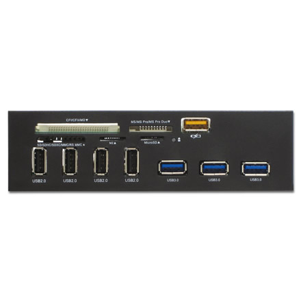 充電専用など3種類のUSBポート搭載の5.25インチ内蔵フロントI/O、アイネックス「PF-107CR3」