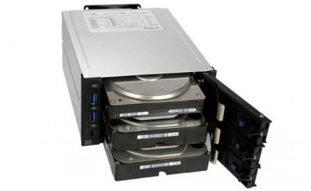 ICYDOCK、USB3.0ハブ搭載の5.25インチベイ内蔵リムーバブルラック「MB973SP-2B」