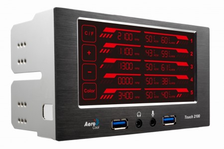大型タッチパネル採用の5chファンコントローラ、Aerocool「Touch 2100」