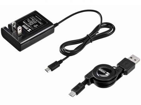 サンワサプライ、巻き取りケーブル付属のスマートフォン向けコンパクト充電器2シリーズ発売