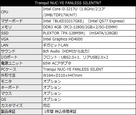 Tranquil NUC-YE FANLESS SILENT