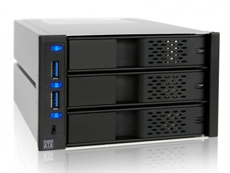 アスク、5.25インチベイ2段に3.5インチHDD 3台収納できるリムーバブルケージ「MB973SP-2B」