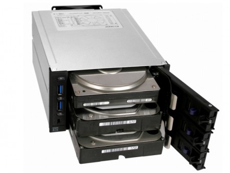 アスク、5.25インチベイ2段に3.5インチHDD 3台収納できるリムーバブルケージ「MB973SP-2B」