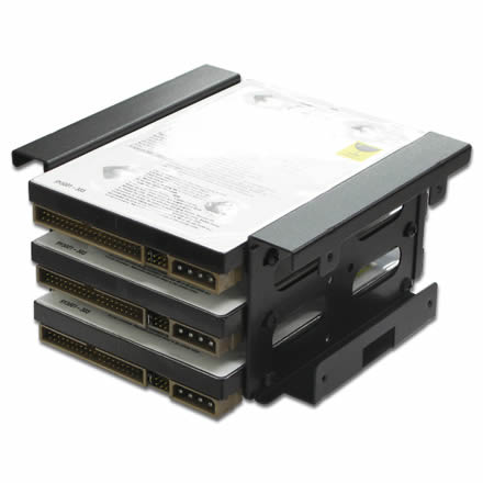 5インチベイ2段に3.5インチHDD/SSD 3台搭載できるマウンタ、アイネックス「HDM-31」