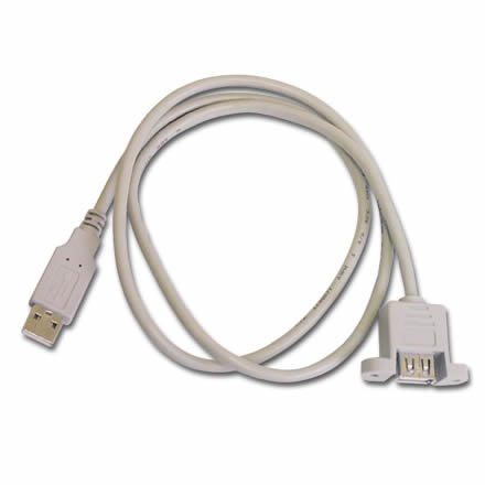 コネクタをナットで任意固定できるケース用USB延長ケーブル、アイネックス「USB-002C」