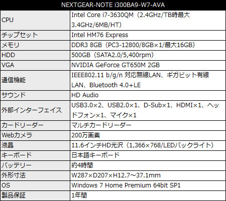 NEXTGEAR-NOTE i300BA9-W7-AVA