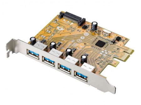 PCIe（x1）対応4ポートUSB3.0拡張カード、アイ・オー・データ「US3-4PEX」