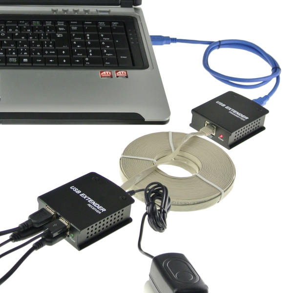 エバーグリーン、LANケーブルでUSB機器を50m延長できるUSBエクステンダ「DN-84479」