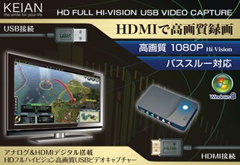 恵安、ゲームキャプチャに最適なパススルー対応USBキャプチャユニット「KHU338」発売