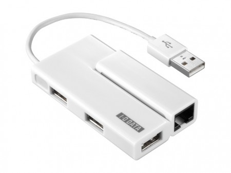 UltrabookやMacBook Airに対応する、有線LANアダプター搭載USB 4ポートハブがアイ・オー・データから