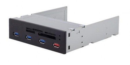 USB3.0ハブと2.5インチマウンタを搭載した5.25インチベイ内蔵カードリーダー、SilverStone「FP56」
