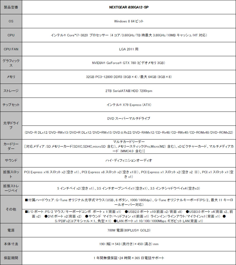 NEXTGEAR i830GA12-SP