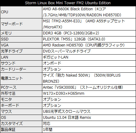 Storm Linux Box Mini Tower FM2 Ubuntu Edition