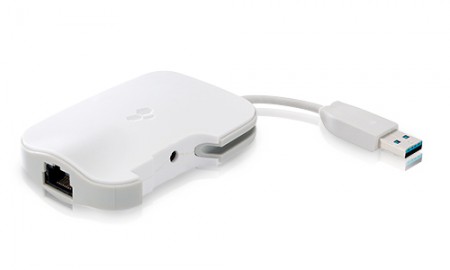 UltrabookやMacBook Airに最適。USB3.0ハブ搭載ギガビットLANアダプタ、Kanex「DualRole」