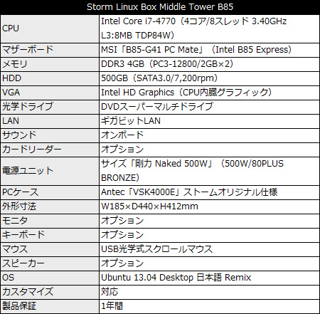 Storm Linux Box Middle Tower B85
