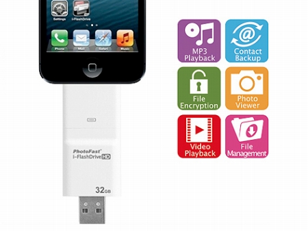 PhotoFast、iPhoneに直挿しできるUSBメモリ「i-FlashDrive HD Gen2」今月発売