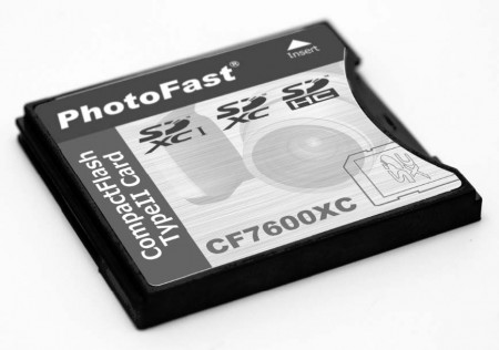 UHS-I対応のSDXC-コンパクトフラッシュ変換アダプタ、PhotoFast「CF7600XC」