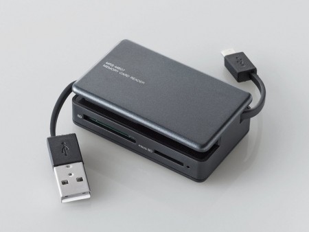 スマホもPCもこれ1台。USB A/microB端子を搭載したUSBカードリーダー、エレコム「MRS-MB07BK」
