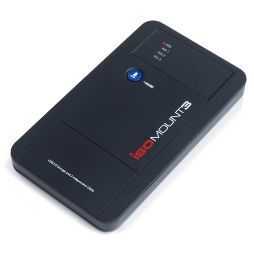 ISOイメージを仮想ドライブとして使える外付けHDDケース、サイズ「ISOMOUNT3」