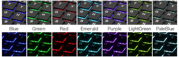 LEDバックライトは7色に変更可能