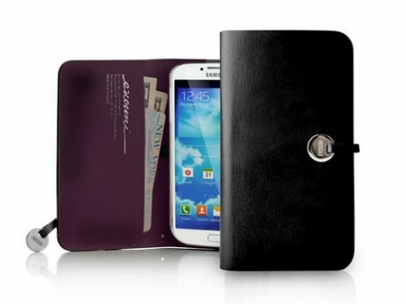 GALAXY S4をエレガントに使うEVOUNIのウォレットケース、「Leather Arc Wallet L56」