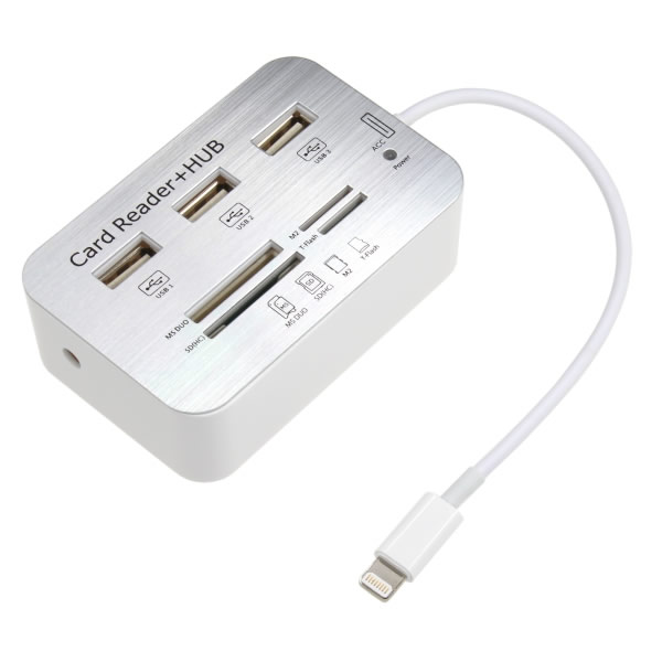 USBポート×3搭載のLightningカードリーダーが上海問屋から発売中