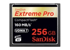 SanDisk、最大転送160MB/secのVPG-65対応プロ向けCF「Extreme Pro」に256GBモデル追加