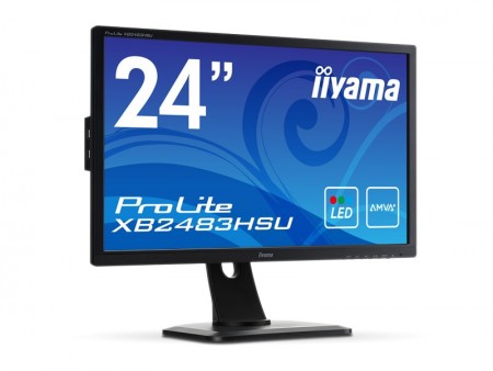 iiyama、AMVA+方式パネルと昇降・ピボットスタンド搭載24型ワイド液晶「ProLite XB2483HSU」
