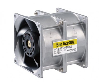 山洋電気、15年連続運用可能な超高風量二重反転ファン｢San Ace 60L/80L CRLタイプ」