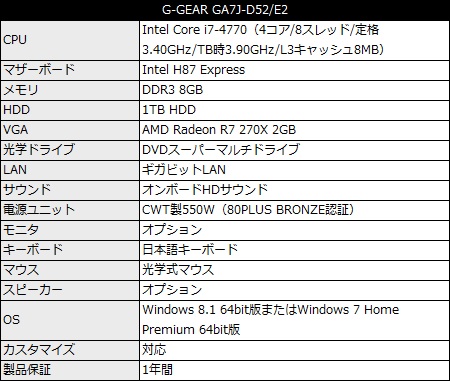 G-GEAR GA7J-D52/E2