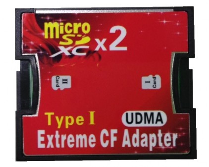 アユート、RAID 0対応のmicroSDXC×2-CF変換アダプタ「PM-CFmSDXC2」発売