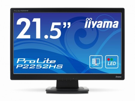 硬度5H、厚さ2mmの硬化ガラス保護パネル搭載21.5インチフルHD液晶、iiyama「ProLite P2252HS」