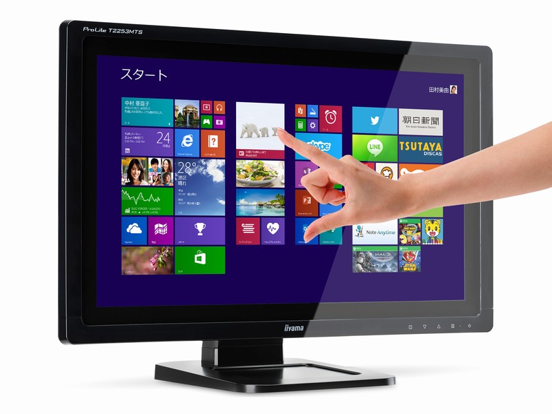 Win 8.1対応5ポイントマルチタッチの21.5型液晶、iiyama「ProLite