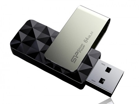 クリスタルカットデザイン採用の回転式USB3.0フラッシュメモリ、シリコンパワー「Blaze B30」