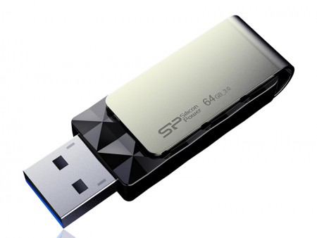 クリスタルカットデザイン採用の回転式USB3.0フラッシュメモリ、シリコンパワー「Blaze B30」