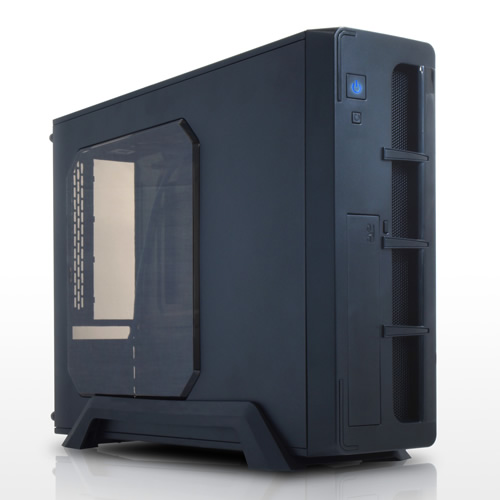 ワイヤリングホールで裏配線スッキリのスリムPCケース、サイズ「MAMORU-BK」