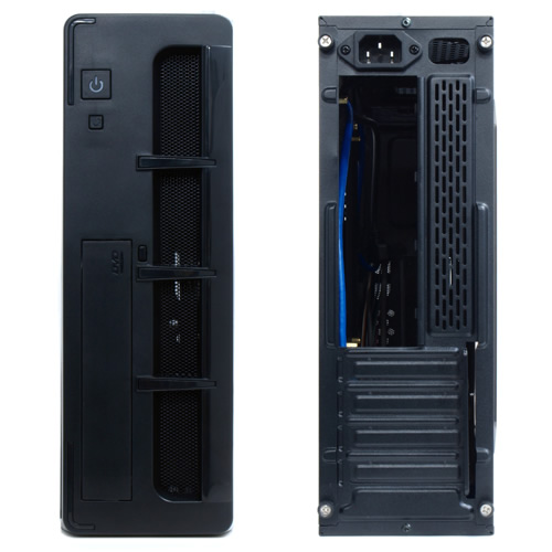 ワイヤリングホールで裏配線スッキリのスリムPCケース、サイズ「MAMORU-BK」