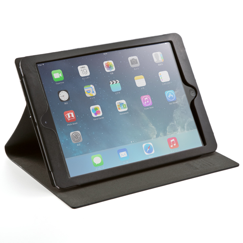 スタンド兼用フラップを備えたiPad Air用本革ケース、サンワダイレクトから