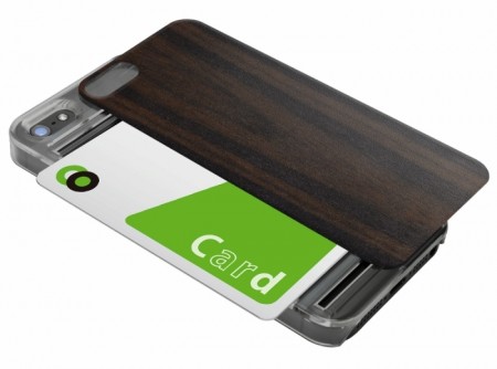 ICカードが収納できる木目調iPhone 5/5S用ケース、リンクス「IC-COVER Wood」